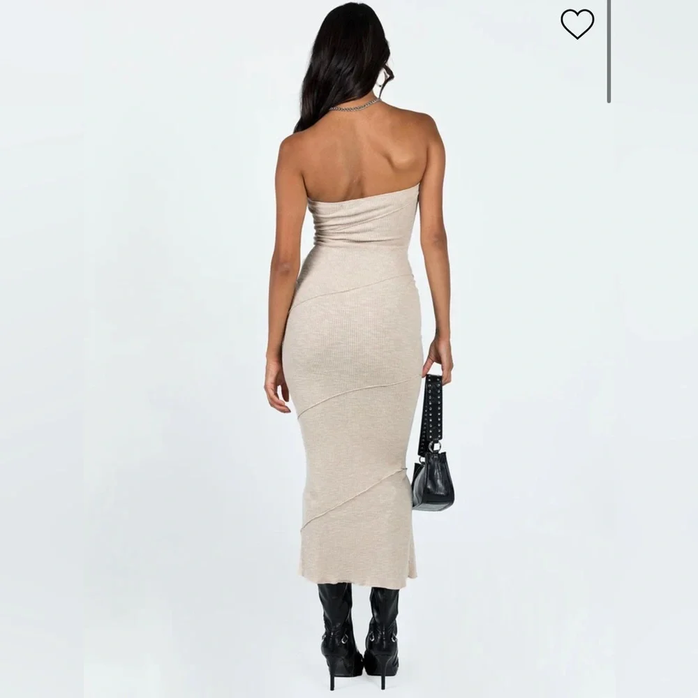 *NWT* Princess Polly Ribbed Maxi Oscar Dress - Oatmeal - Picture 3 of 8